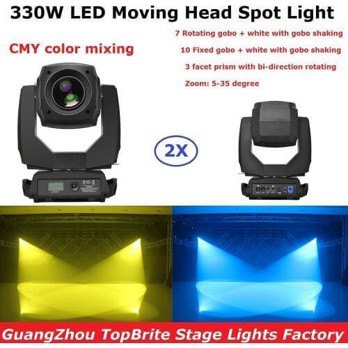 2XLot Moving Head Light High Power 330W LED Moving Head Spot Lights 2 Gobo Wheels 3 Facet Prism Dj DMX Disco Party Effect Light