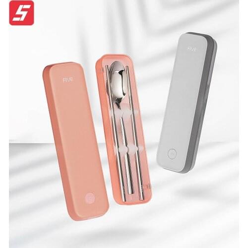 Xiaomi FIVE Portable Spoon Chopsticks Box UV Sterilization Food Contact Grade Stainless Steel Spoon Traveling Tableware