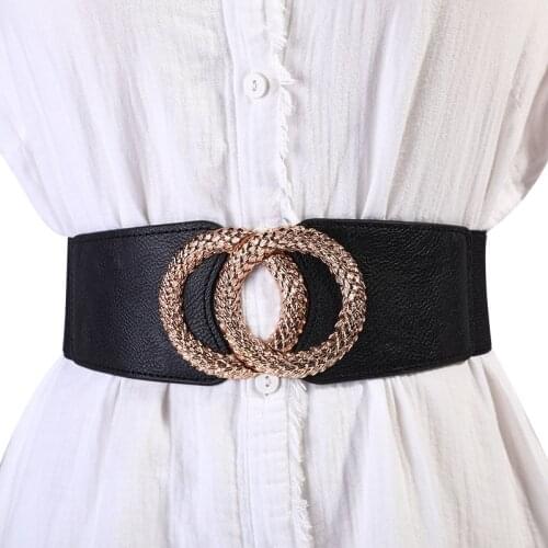 Fashion metal buckle corset belt for Women Wide Elastic Cummerbunds strap ladies dress decorative waistband clothes accessories