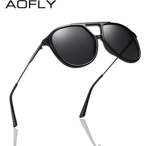 AOFLY BRAND DESIGN Pilot Polarized Sunglasses Men Vintage TR90 Frame Metal Temple Driving Mirror Sun Glasses Women Male UV400