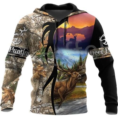 Tessffel 3DPrint Camo Deer Hunting Tattoo Animal Hunter Men/Women NewFashion Jacket Zip Funny Hoodies Long Sleeve Streetwear S7