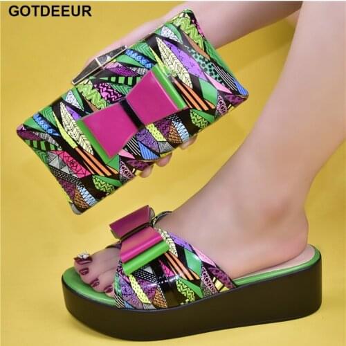 New Wedding Shoes for Women Bride Women Italian Shoes with Matching Bags Mixed Colors Womens Platform Heels Nigerian Party Pumps