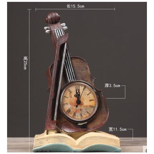 CREATIVE VINTAGE VIOLIN HOROLOGE BAR RESTAURANT CAFE ROOM DESK CLOCK DECORATIONS MODERN WINE HOME FURNISHING ARTS CRAFTS