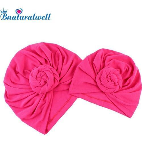 Bnaturalwell Mom and baby Top Knot Turban hat Toddler soft Turban vintage style retro baby Newborns girls boys Headwrap H067D