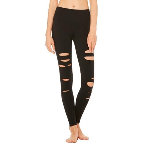 Yoga Hollow Leggings Elastic Waist Black Gym Fitness Sports Tight Pants One Plus Size Factory Outlet