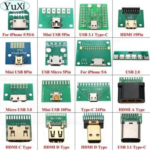 YuXi Micro MINI USB 2.0 3.0 To DIP Adapter 5pin Female Connector B Type PCB Converter Breadboard Switch Board SMT Mother Seat