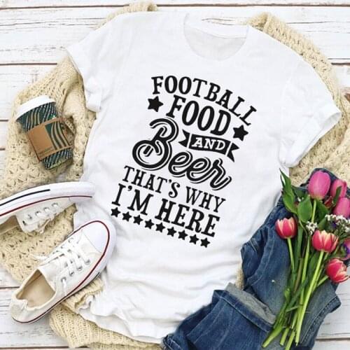 Women Sweet Game Day Baseball Football Beer Print Summer T-Shirt Womens Clothing Tops Lady Clothes Tee Lovely T Shirt