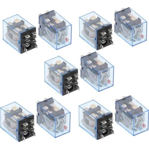 10Pcs 10A general purpose relay LY2NJ with LED lamp 8 pins dpdt relais 12v 24v 36v 110v 220v 380v