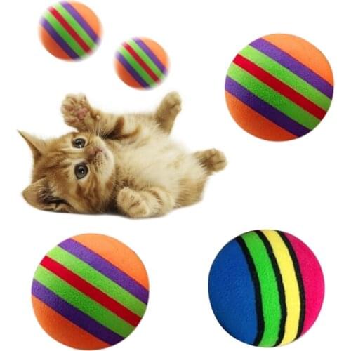10 Pcs EVA Rainbow Balls Throwing Funny Interactive Play Chewing Rattle Scratch Toy Pet Dog Supplies
