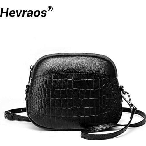 100% Genuine Leather Cross Body Bag Women Casual Shell Bags Cow Leather Womans Handbag Girl Ladies Small Shoulder Messenger Bag