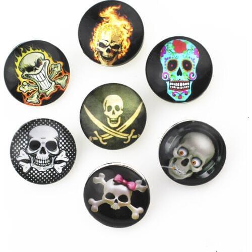 20pcs/lot Mix Skull Snap Buttons for 18mm Ginger Snap Bracelet&Bangles DIY Snap Jewelry Charms
