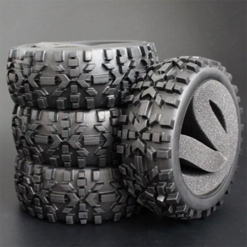 4Pcs RC Buggy Rubber Tires With Foam Inserts OD:116mm ID:80mm Width:42mm For 1/8 Scale Off Road Hobby Model Car Tyre