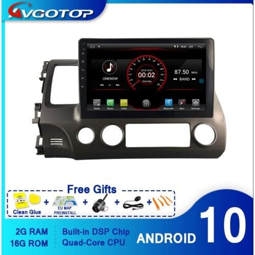 AVGOTOP CAR DVD PLAYER GPS Android 10 FOR HONDA CIVIC (LHD) 2006-2011 Navigation Multimedia car player