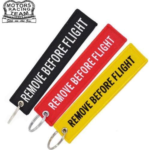 Fashion Remove Before Flight Luggage tag Embroidery bag tag Luggage Lable with Keyring Keychain For Aviation Gifts