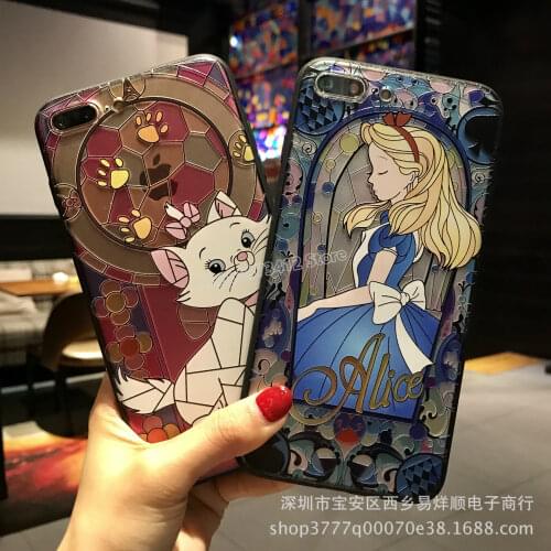 Disney Princess Embossed Phone Case Mermaid Alice for Iphone 6 6S 6Splus 7 8 7plus 8plus 11 11pro Max XR X 12promax 12 Mini