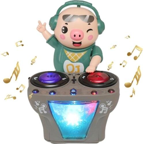 Electric DJ Pig Doll With Musical Little Pig DJ Station Toys Colorful Light Dancing Swing Robot Piggy Novelty Toys For Kids