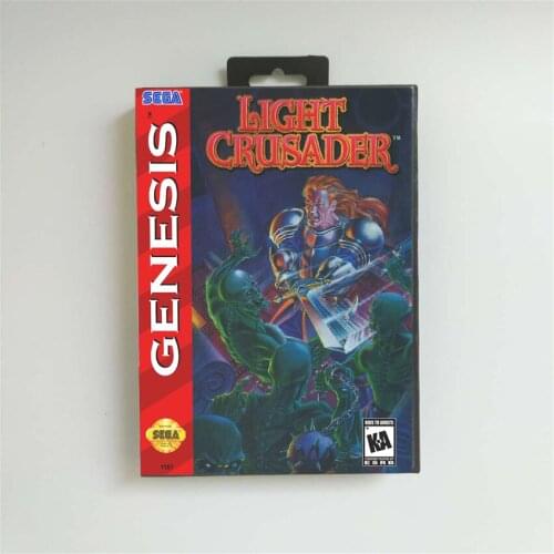 Light Crusader - USA Cover With Retail Box 16 Bit MD Game Card for Sega Megadrive Genesis Video Game Console