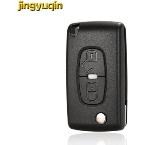 Jingyuqin Flip Remote Car Key Shell FOR Peugeot 4007 ET 4008 Citroen C-Crosser C4 Aircross 2 Button Fob MIT-11R Blade CE1731