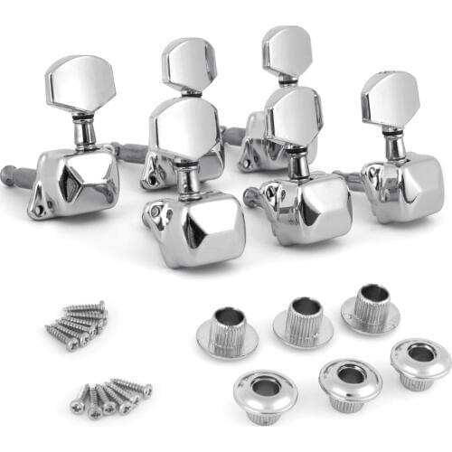 Guitar Tuning Pegs Acoustic Guitar String Semiclosed Machine Heads Tuners 3Lx3R Chrome