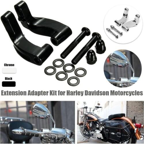 Mirror Relocation Extension Adapter Kit Black For Harley Davidson Heritage FLSTC FXCWC Super Glide Aftermarket Free Shipping