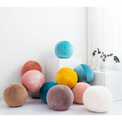 30cm Nordic round cushion velvet pure color morning ball home decorative cushion sofa art ball room salon gallery floor pillow