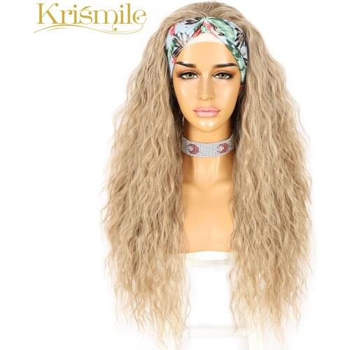 Kinky Curly 103# Headband Blonde Wig Long Daily Party Travel Holidays No Gel Glueless Wig for Women Drag Queen 2 Free Bands