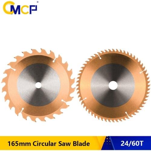 CMCP Wood Cutting Disc 165mm Saw Blade For Wood 24T 60T TCT Cutting Blade TiCN Coating Circular Saw Blade Cutting Disc