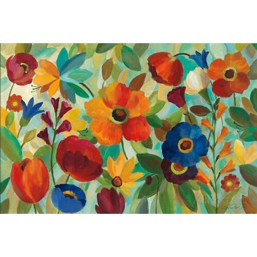 Hot sell abstract oil painting Summer Floral V by Silvia Vassileva Painting canvas Art High quality hand painted