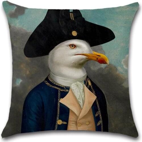 Animal Mr. Bird Print Linen Cushion Cover Decorative Home Decor Sofa Chair Car Seat Friend Kids Boy Bedroom Gift Pillowcase
