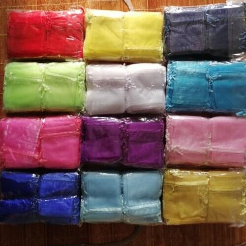 100pcs Drawstring Organza Bags Jewelry Packaging Bags 5x7 7x9 9x12 10x15cm Wedding Party Gift Bag Christmas Birthday Gift Bags