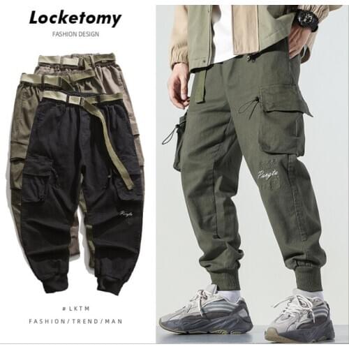 Men/women Sweatpants Hip Hop Joggers Cargo Pants Men Harem Pants Multi-Pocket Man Sweatpants Streetwear Casual Mens Pants RBBONE