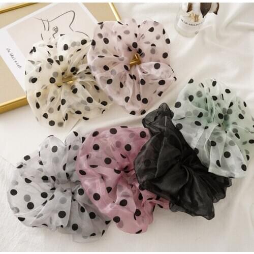South Koreas New Net Yarn Oversized Wide-Brimmed Hair Ring Retro French Scrunchies Accessories