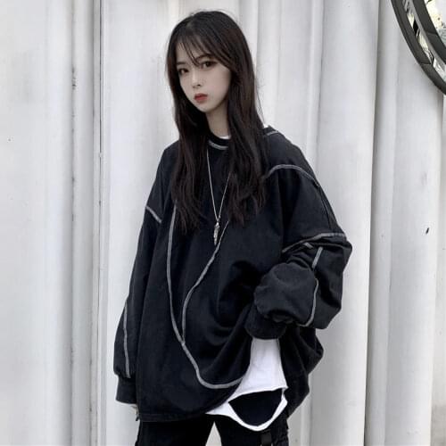 Wei Clothing 2021 new high street autumn Harajuku wind retro long-sleeved loose-fitting thin top
