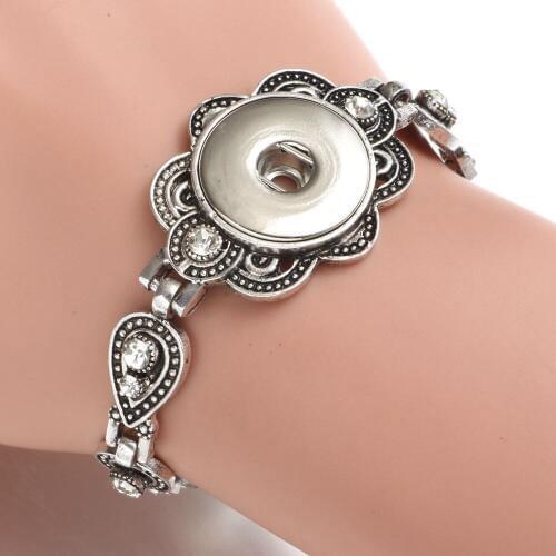 New Butterfly Rhinestone Charms Bracelet Snap Bracelet 18-20mm Fit 18mm Snap Button For DIY Snaps Jewelry SZ0474