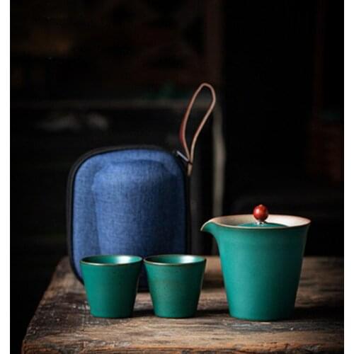 Portable Travel Tea Set One Pot Two Cups Japanese Kung Fu Tea Set Kuai Ke Cup Simple Tea Infuser
