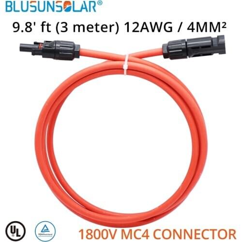 PV 3 Metre SOLAR PANEL CABLE 12AWG DOUBLE INSATED & 1PAIR CONNECTORS PV FOR SOLAR Cable LJ0164 Solar