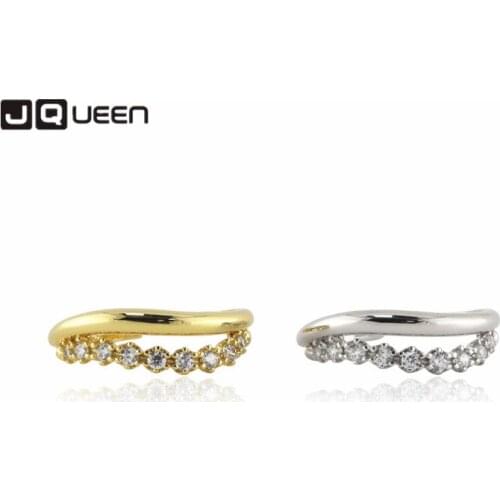 S925 Sterling Silver Gold-plated Irregular Ring Womens Zircon Rhinestones Openings Adjustable Ring