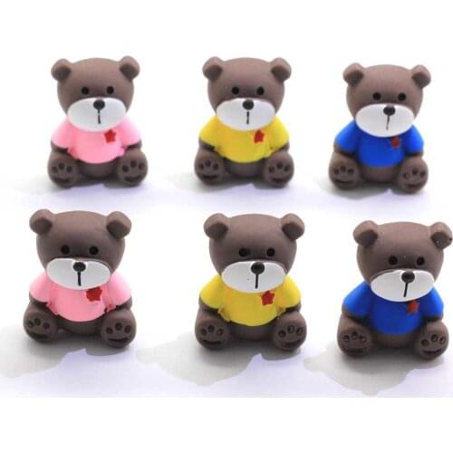 Resin 3D Cartoon Bear Mixed Colors kawaii Animal Resin Cabochon For Phone Key Chain Decoration