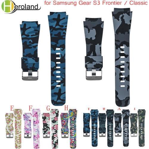 Sport soft Silicone strap for Samsung Gear S3 Frontier Classic Watch band Replacement Printing Pattern Smart Wristband Bracelet