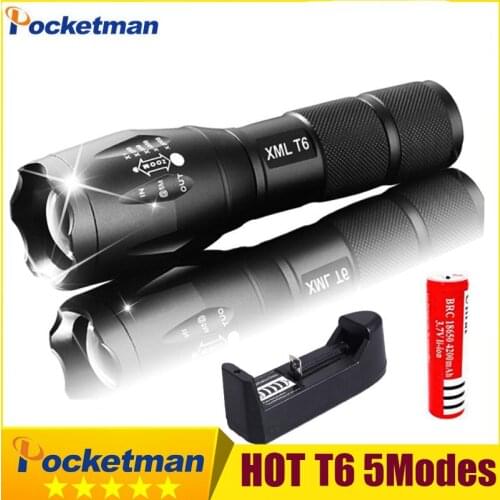 LED Rechargeable Flashlight Pocketman XML T6 linterna torch Powerfull 18650 Battery Outdoor Camping Powerful Led Flashlight 93