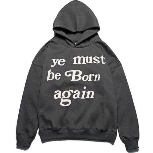 Kanye West Foam Letters Print Hooded Sweatshirt Men and Women Oversize Streetwear Pullover Casual Hoodies