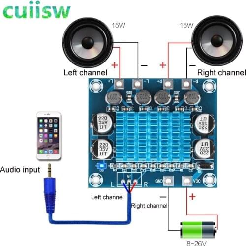 TPA3110 XH-A232 30W+30W 2.0 Channel Digital Stereo Audio Power Amplifier Board DC 8-26V 3A