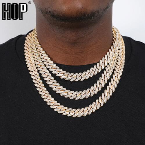 Hip Hop 12MM CZ Heavy Cuban Prong Bracelet Necklaces Box Buckle Iced Out Zircon Choker Chains For Men Jewelry With Solid Back