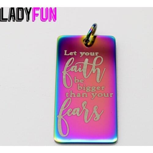 Faith Bigger Than Fears Charm Stainless Steel Let Your Faith Be Bigger Than Your Fears Charms High Polish Mirror Surface Pendant