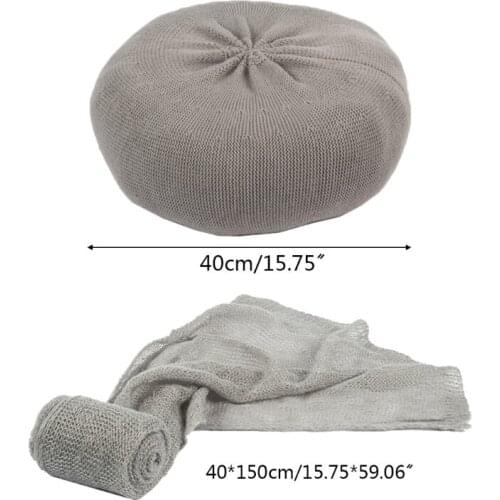 W3JF 1 Set Newborn Posing Sofa + Knitted Swaddle Wrap Blankets Infant Photo Shooting Accessory Baby Photography Props