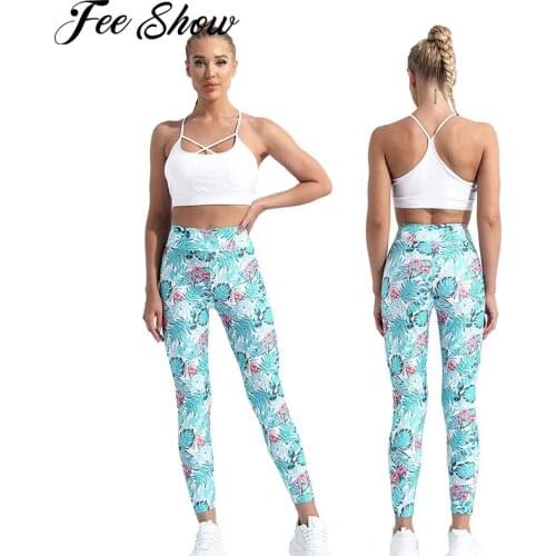 Women Summer Clothes Sport Sets Running Outfits Sleeveless Crisscross Front Padded Top with Print High Waist Leggings Yoga Suits