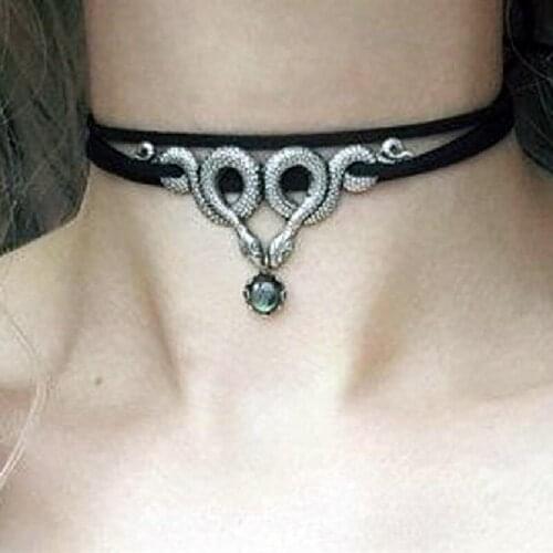 Vintage Gothic Jewelry Egyptian Serpent Choker Snake Witch Necklace Halloween Cosplay Pagan Gifts Collar Snake KL30FO
