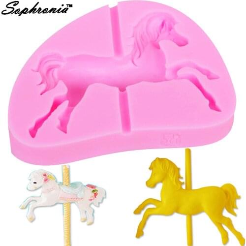 10PCS/SET M253 Carousel Horse Silicone Candle Mold 3D Craft Mold Fondant Cake Decorating Tools Chocolate Cake Baking Moulds