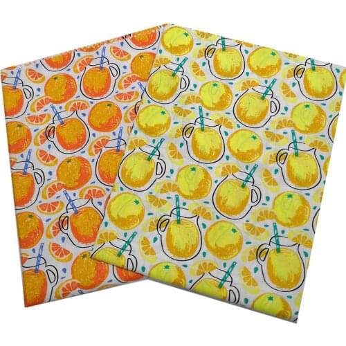 145x50cm 60S High Density Cotton Poplin Cartoon Orange Lemon Fabric, Making Womens Wear Childrens Dress Shirt Lining Cloth