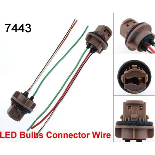 2PCS 7443 T20 LED Bulbs Holder Socket Wire Connector Extension Reverse Stop Harness Line 1156 1157 3156 7440 BA15S P21W BA15D